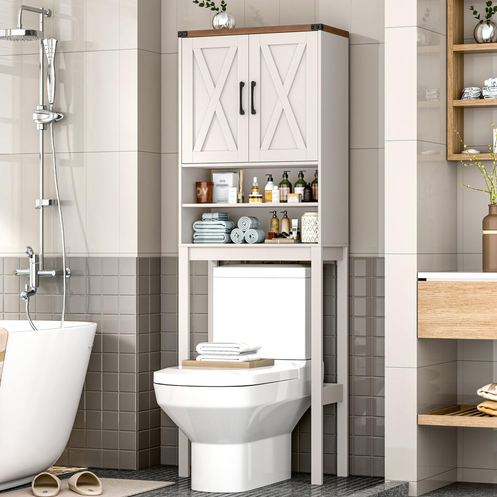 Vabches Metal Frame Over The Toilet Storage Cabinet, Black