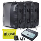 AirVault Reusable Vacuum Compression Travel Bag for Carry-On Suitcase and Backpack, Recycled IPX8 Waterproof Space Saver Vacpack (21L Gray (3-Pack) (Air Pump Included)