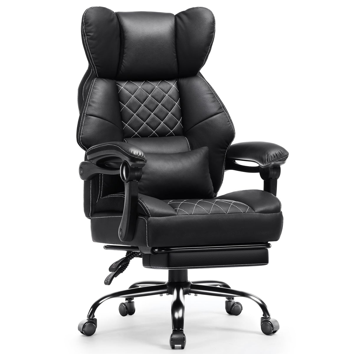 GTPLAYER Big&Tall Ergonomic Gaming Chair, Wide Spring Seat, Linkage Armrest,Earth BLK