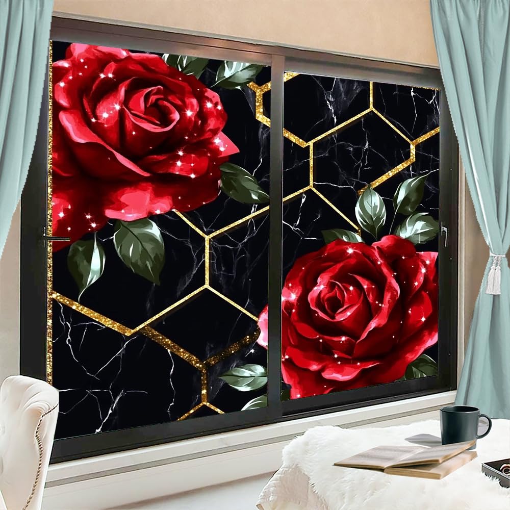 Aesthetic Tree Frosted Stained Glass Window Film 35.4Wx55.1L inch x 2pcs