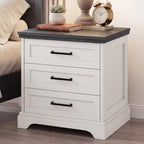 DUMOS Farmhouse Nightstand with Built-in Charging Station & USB Ports
