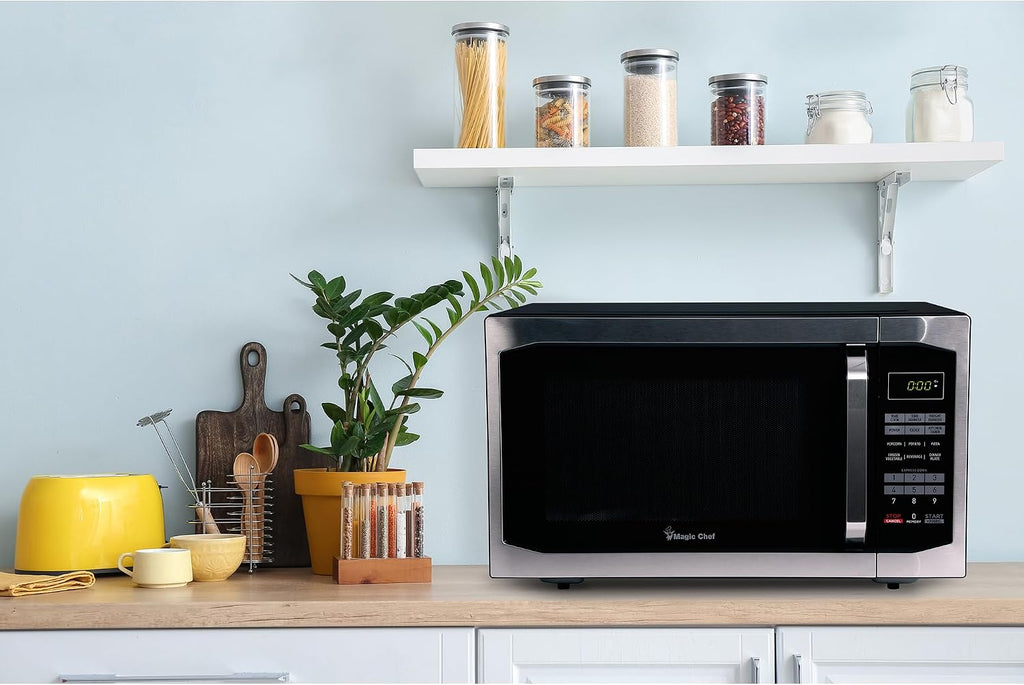 Magic Chef Countertop Microwave Oven, 1.6 Cu Ft, 1100W, Stainless Steel