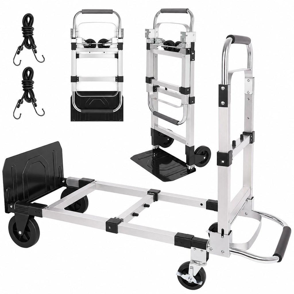 Folding Hand Truck Dolly Cart with Wheels, 500lb Load,Silver Orange