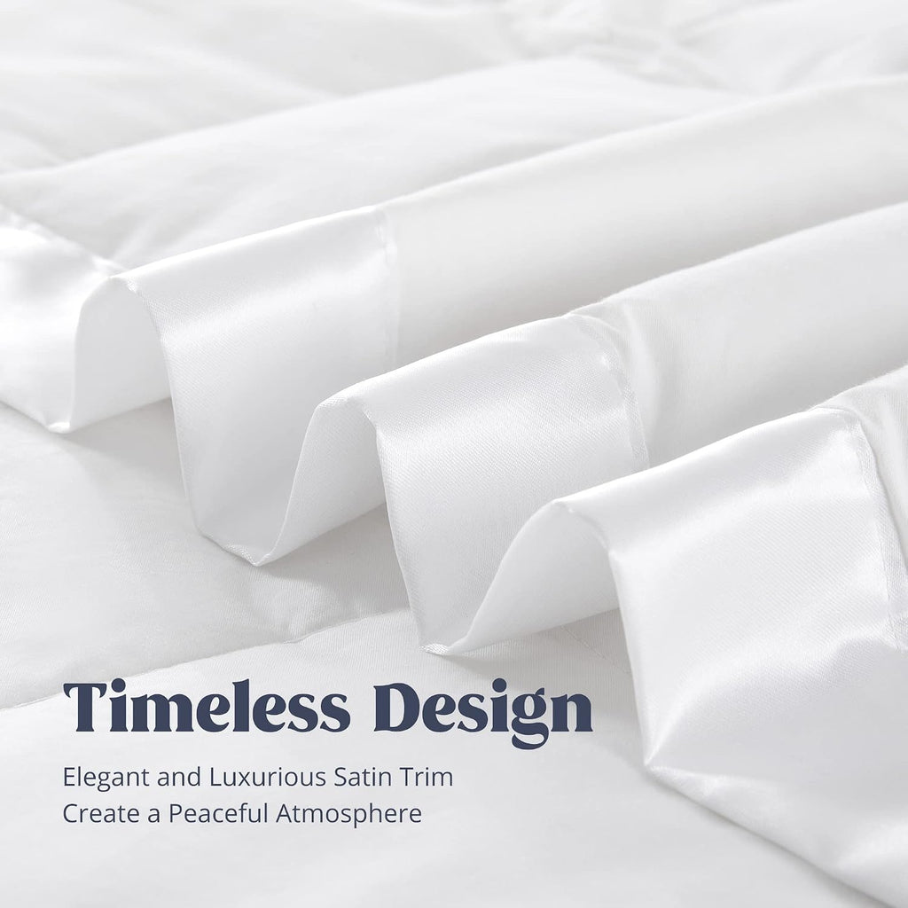 puredown® Blankets Queen Size - Soft Lightweight Down Blanket for Bed, Cozy Warm Luxury Bed Blanket with Satin Trim, White (90"X90")