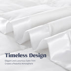 puredown® Blankets Queen Size - Soft Lightweight Down Blanket for Bed, Cozy Warm Luxury Bed Blanket with Satin Trim, White (90"X90")