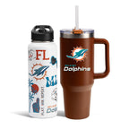 The Memory Company Officially Licensed NFL 2-Pack Stainless Steel Tumbler Set, 34oz Team Spirit Water Bottle & 40oz Game Day Tumbler with Lid and Straw, BPA-Free Materials, Convenient Straw Design