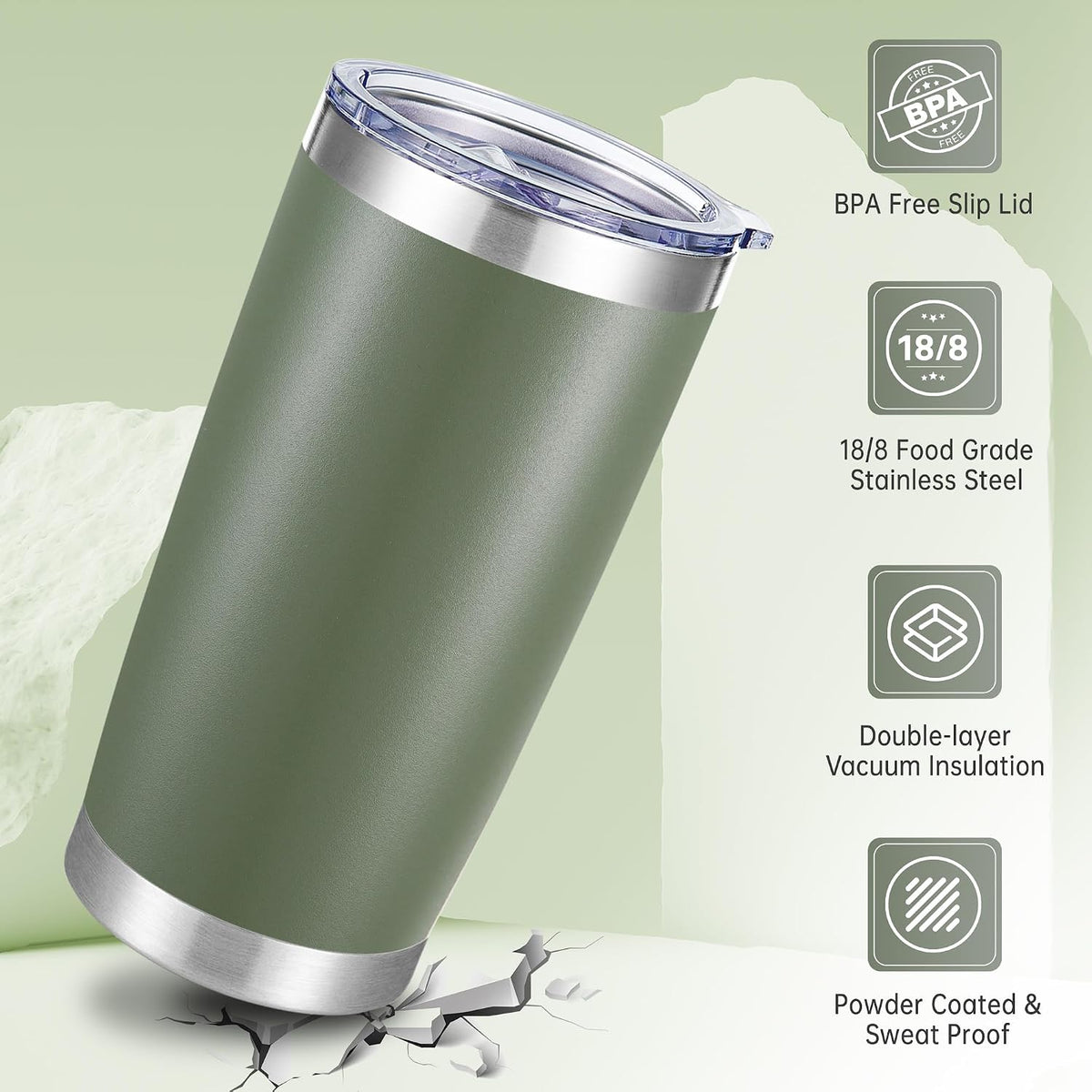 20 oz Tumblers Bulk Stainless Steel Tumbler with Lid, 12 Pack