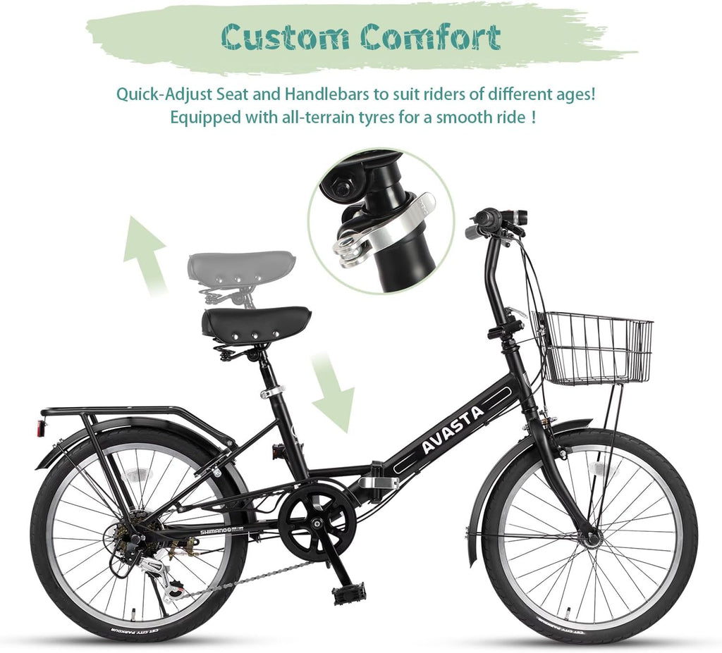 AVASTA Quartet Folding Bike, 20/24 Inch, 7-Speed, Dual Brakes