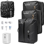 MOVOCA 3 Pack Vacuum Bags for Travel with Pump, Compression Packing Cubes