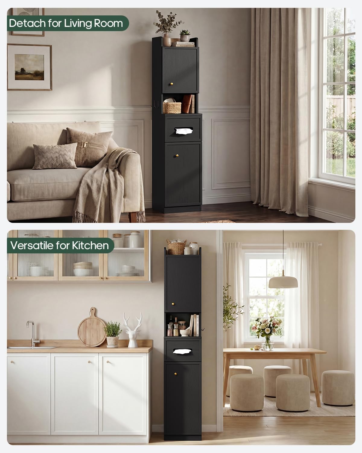 7-Tier Over Toilet Storage Cabinet, 2-in-1, Separable Bathroom Storage