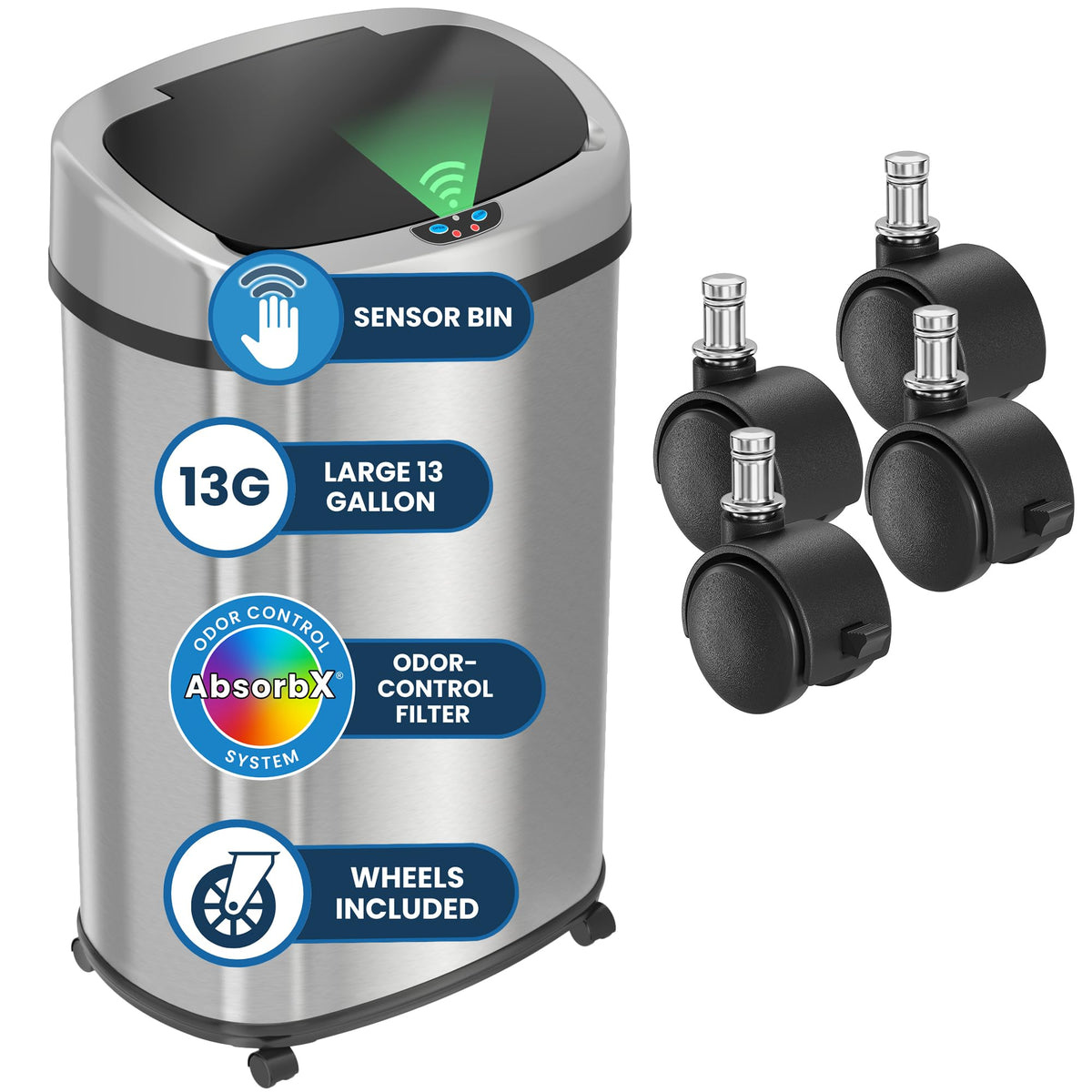 iTouchless Patented Large 24 Gallon Motion Sensor Trash Can | Odor Filter
