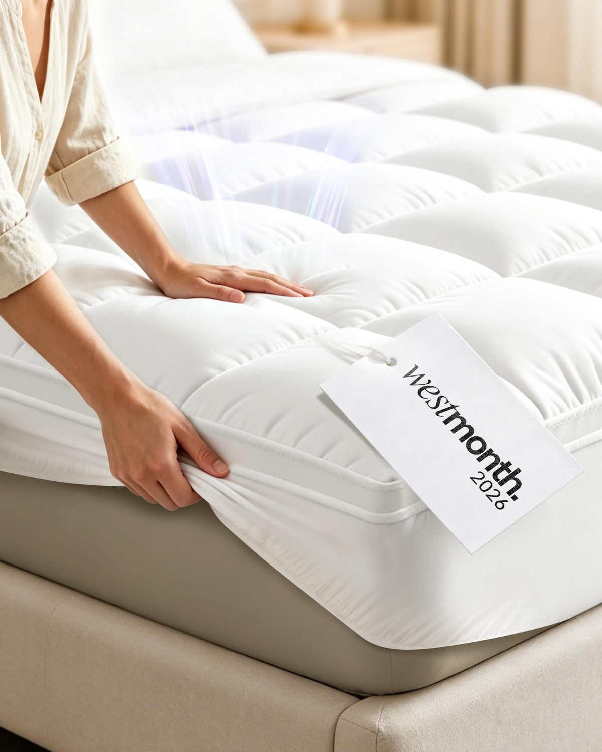 Mattress Topper, WestMonth Premium Quilted 1000gsm Extra Thick Mattress Topper, Fluffy Soft & Breathable Cooling Memory Foam Mattress Topper for Back Pain, 8-21" Deep Pocket (Queen)