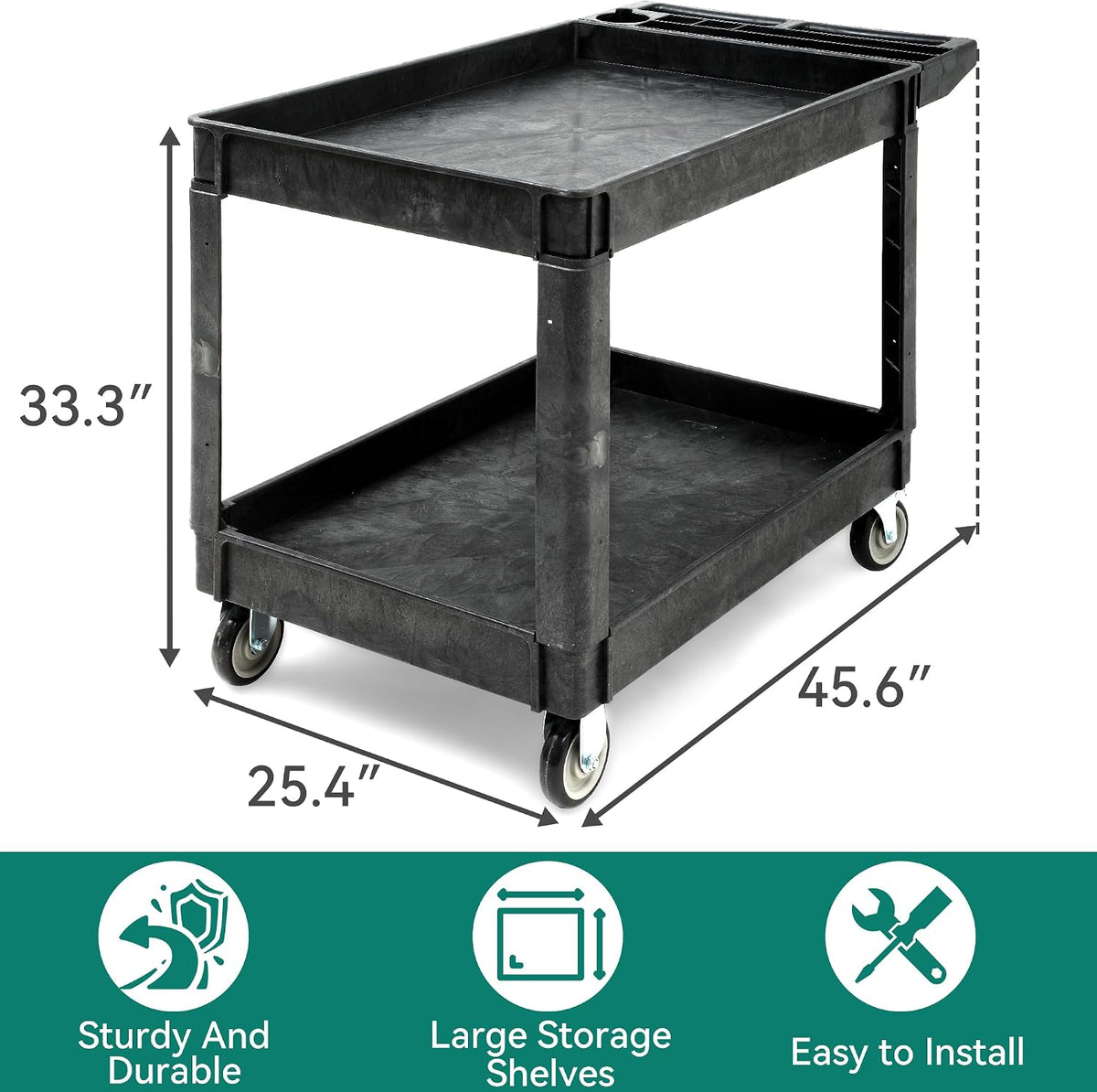 YITAHOME Utility Cart on Wheels 45 x 25 Inch w/Swivel Wheels(2 Brake)