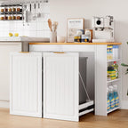 ZIFTY Pull Out Trash Can Cabinet for 13 Gallon Bin, Laundry Hamper, White