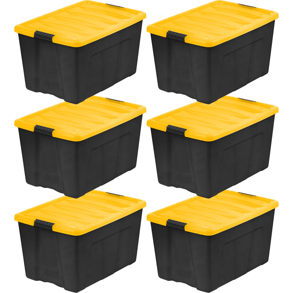 IRIS USA 6-Pack 54 Quart Storage Bins with Lids, Black