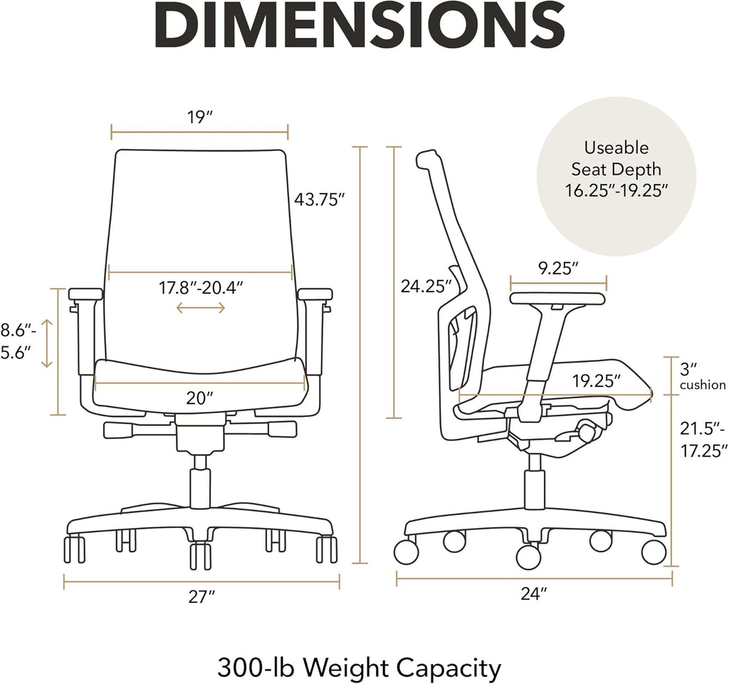 HON Ignition 2.0 Ergonomic Office Chair, Lumbar Support, Desk Chair, Black