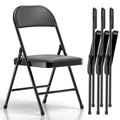Nazhura 4 Pack Folding Chairs, Fabric Dining Chair Set with Padded Cushion and Back, Indoor Outdoo Seat for Home Office Events Wedding Party (Oatmeal Strip Fabric Seating)