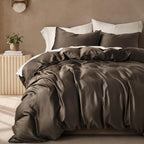 EverGrace Tencel™ Sateen Duvet Cover Set, King Size, Espresso Brown