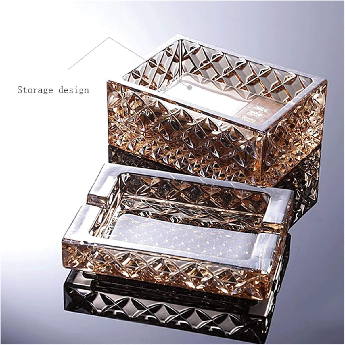 Ashtrays Fashion Crystal Ashtray Multi-function with Cover Dual-use Ashtray Household Living Room Coffee Table ash Tray(Clear)