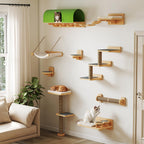 BYBYME 12-PCS Cat Wall Shelves, Pine Climbing System with Space Capsule