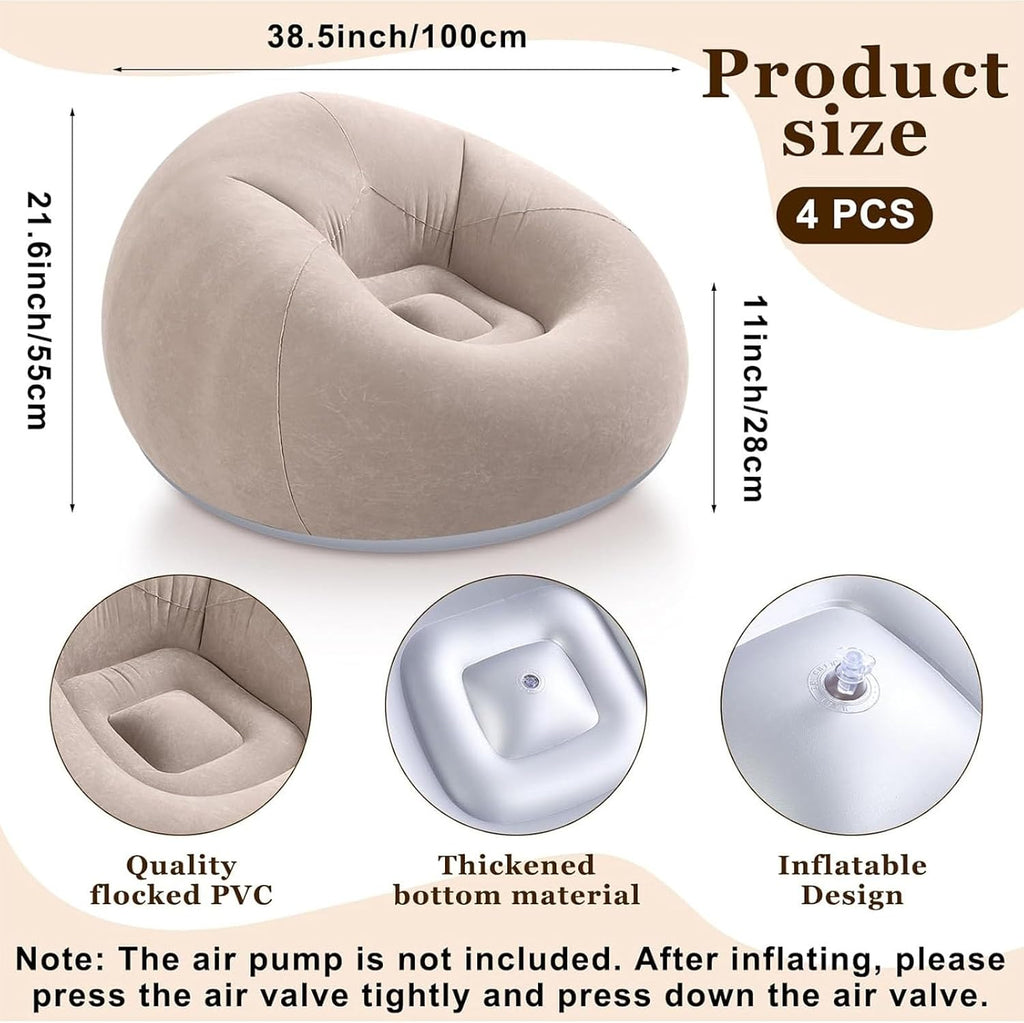 Realspring Inflatable Bean Bag Chairs,Coffee,4 Pcs