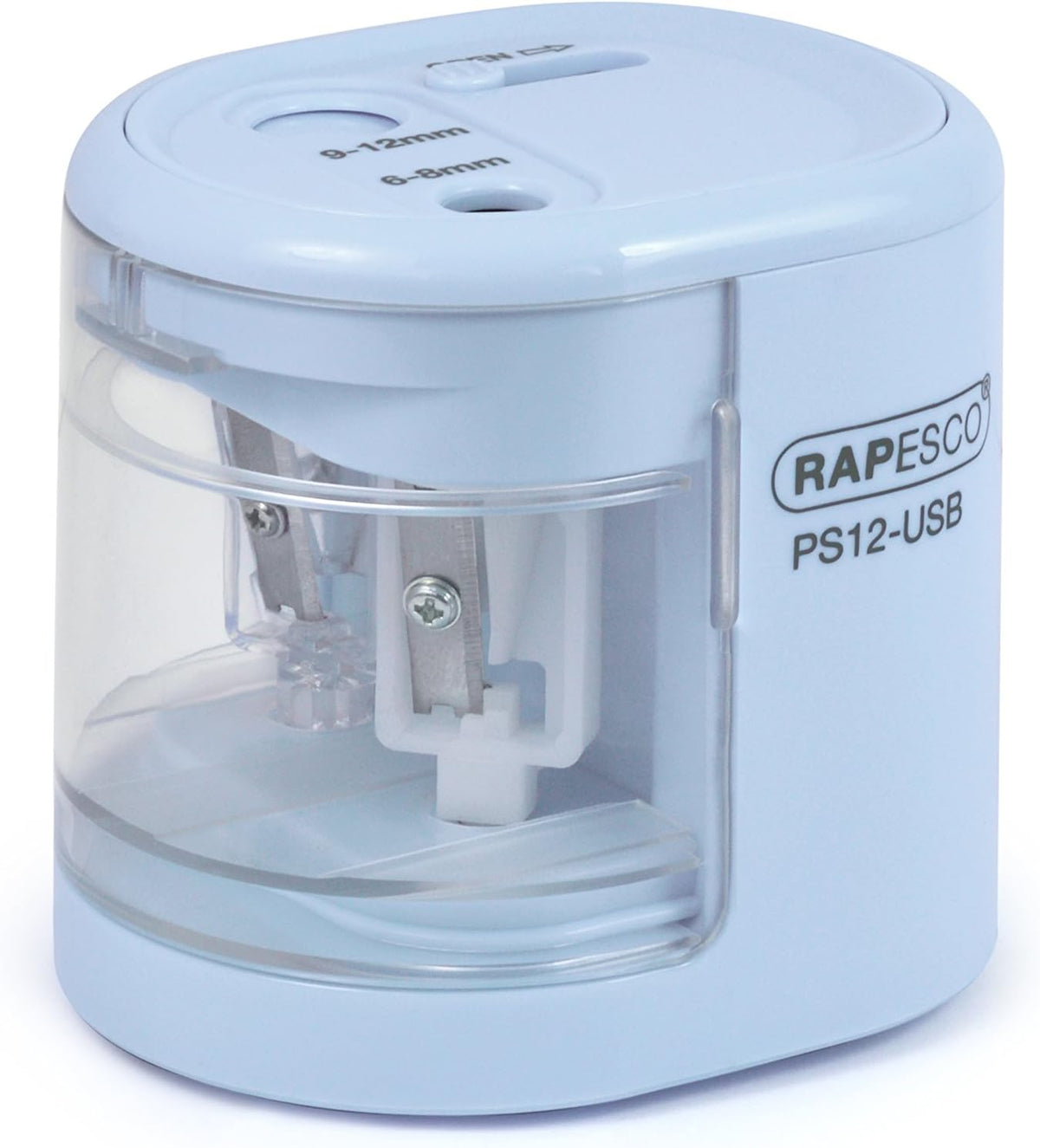 Rapesco 1447 Automatic Electric USB/Battery Pencil Sharpener, Power Blue