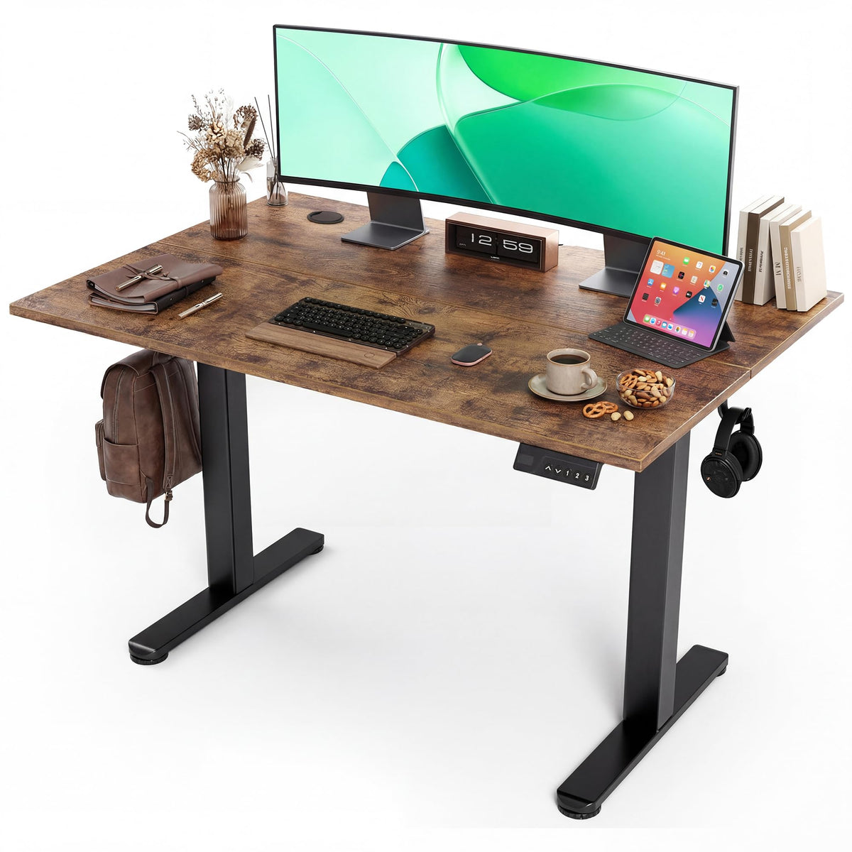 Claiks Electric Height Adjustable Standing Desk, 48x24 Inch, Nature