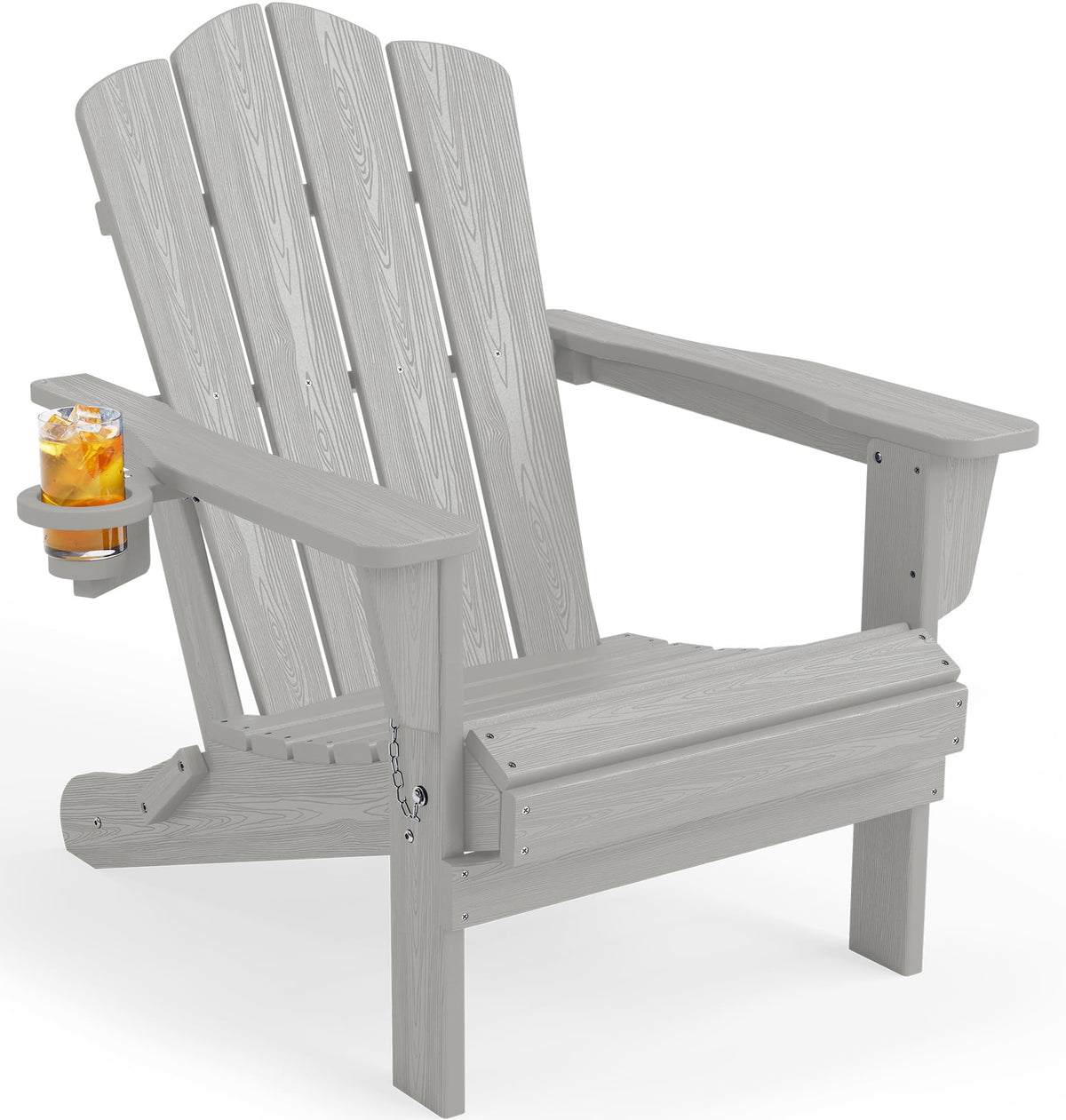 KINGYES Folding Adirondack Chair Set of 4 with Cup Holder, Navy