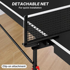 Zevemomo 8FT Ping Pong Table, Foldable Table Tennis Table with Wheels