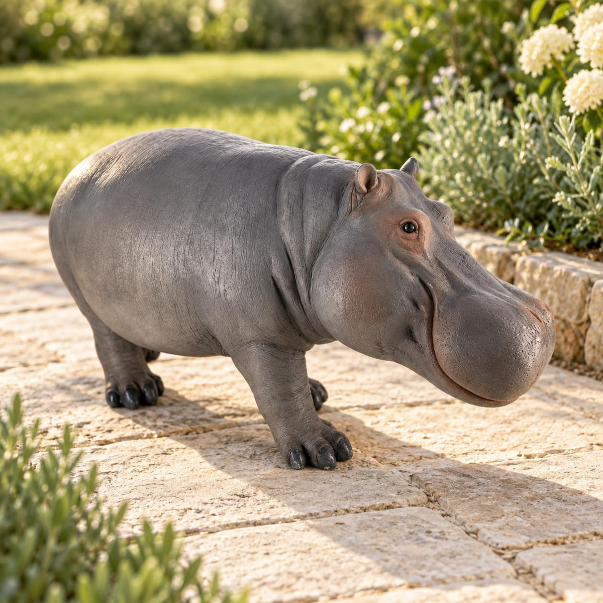 Baby Pink Pig Garden Statue with Curled Tail for Farmhouse Decor