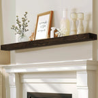 60x8x3in Rustic Fireplace Mantel Pine Wood, Weathered Brown