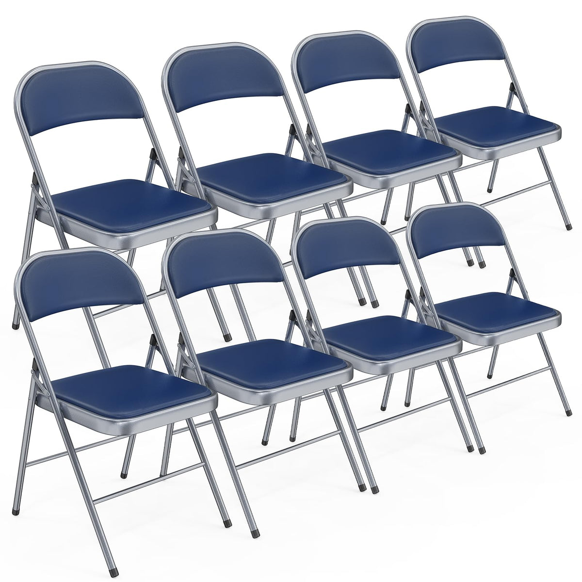 Bonnlo Folding Chair with Comfortable Padded Cushion and Back, Portable Folding Chairs for Outside, Office Events, Weddings, Pu Leather, 6 Black