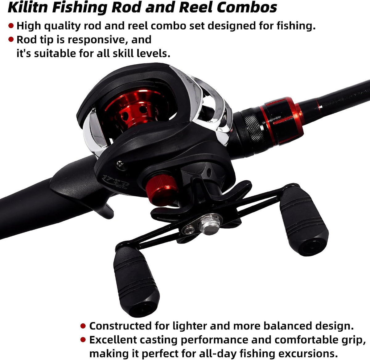 Kilitn Fishing Rod and Reel Combo, Baitcasting Combo Baitcast Reel 5 Foot Durable Fiberglass Telescopic Rod with Fishing Line Full Kits Comfortable Handle