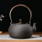 Cast Iron Teapot, Stovetop Safe Tea Kettle With handle, Asian Style Handmade Tea Pot For Home Camping Outdoor Use(1.2L, BlackB)