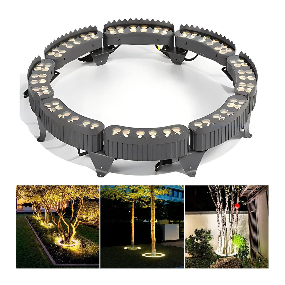 Outdoor Garden Lights, LED Low Voltage Landscape Tree Ring Lights, Palm Tree Lights, IP65 Weatherproof(Warm White Light,Pack of 6)