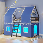 BTHFST Girls Bunk Bed Twin Over Twin, House Loft Bed with LED Lights