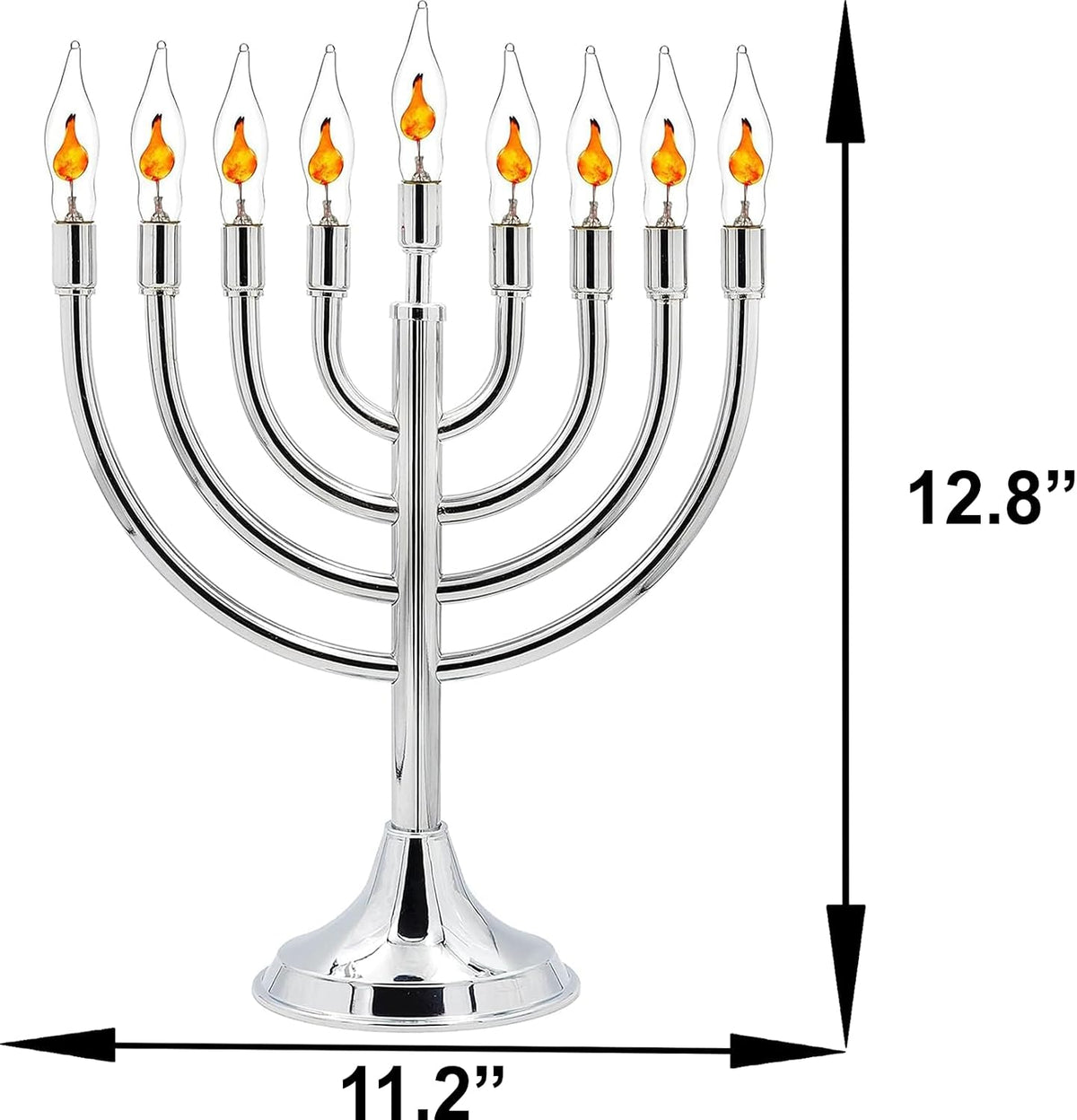 Electric Stainless Steel Hanukkah Menorah, Electric Chanukiya with 10 Flickering Chanukah Bulbs (3-Pack)