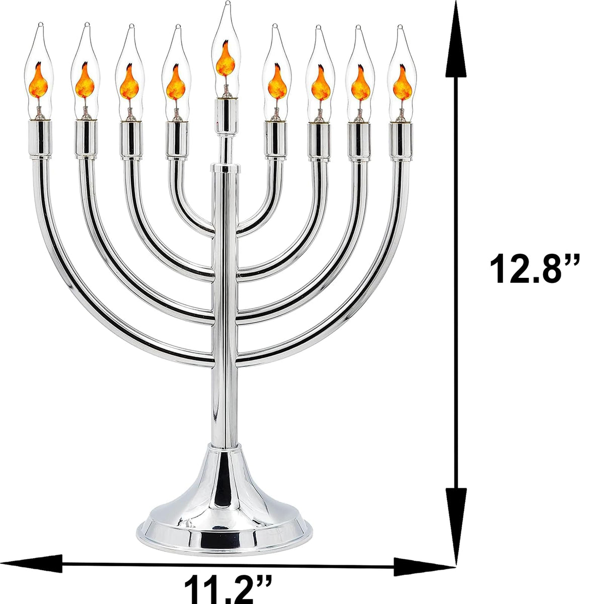 Electric Stainless Steel Hanukkah Menorah, Electric Chanukiya with 10 Flickering Chanukah Bulbs (3-Pack)