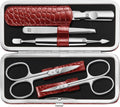 ZWILLING Beauty Classic INOX 5-Piece Manicure Set Pedicure Kit, Stainless Steel Nail Care, Cowhide, Crocodile Edition, Red