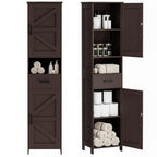 Homhedy 67" H Tall Bathroom Storage Cabinet with Barn Doors and Drawer