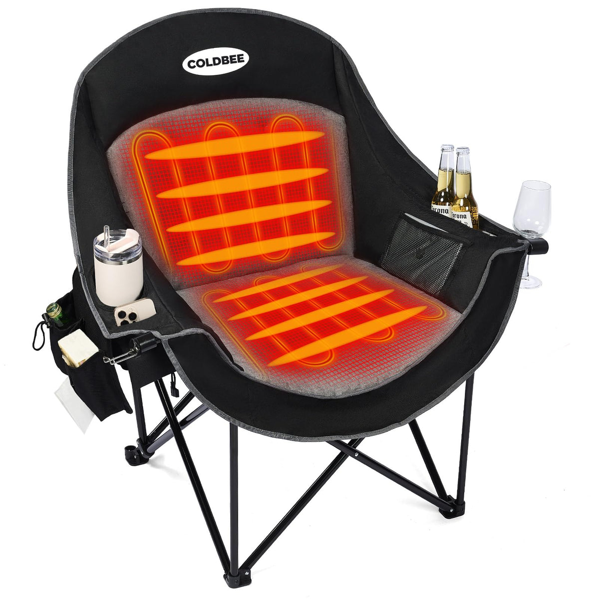 Oversized Camping Chairs for Adults - Heavy Duty Padded Outdoor Camp Chair