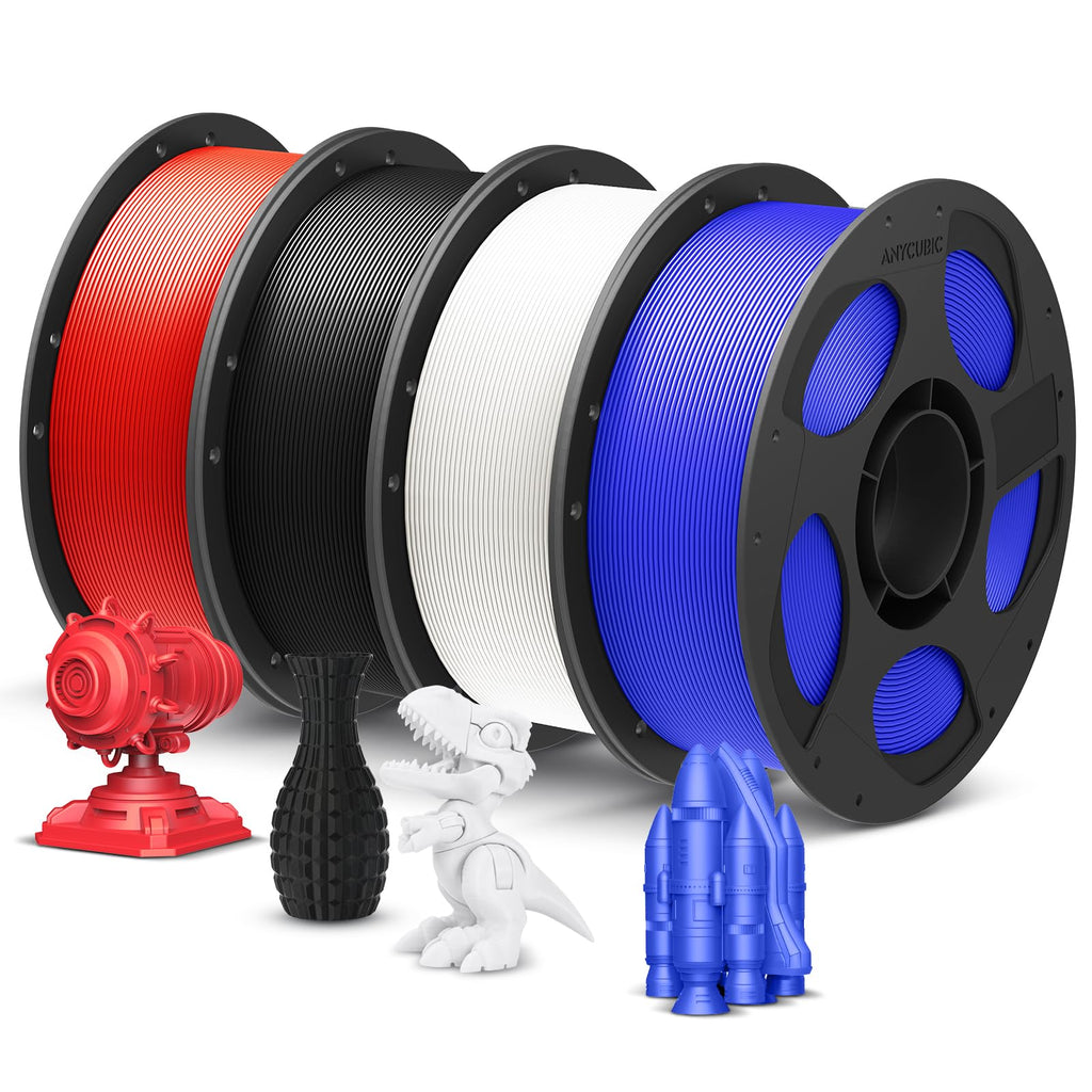 ANYCUBIC PLA Plus (PLA+), 3D Printer Filament 1.75mm Bundle, High Toughness, 1KG Spool, Black, White, Texture Grey, Pink, Red, Blue, Green, Orange, Yellow, Purple, 10KG in Total