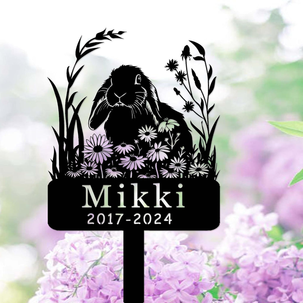 Custom Rabbit Bunny Grave Marker Bunny Memorial Garden Stake Rabbit Garden Decor Metal Sign Personalized Rabbit Bunny Name Yard Remembrance Stake Loss of Bunny Sympathy Sign