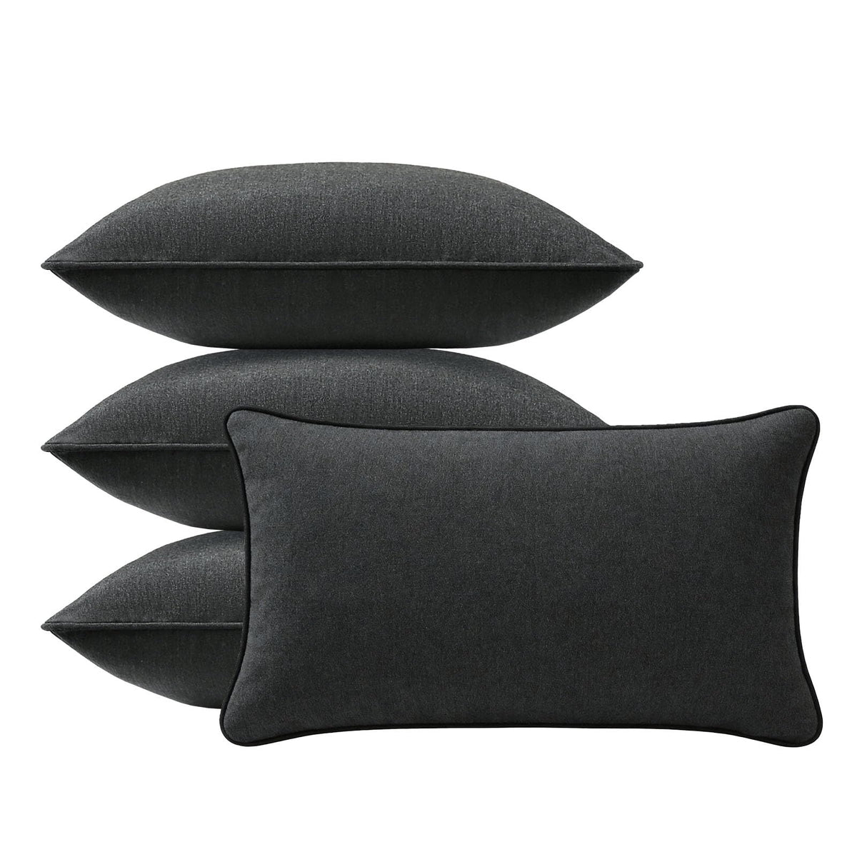 4 Pack Sunbrella Outdoor Water Repellent Throw Pillows 18x18 Inch with Insert, Decorative Square Patio Pillows for Home Garden Couch Balcony, Canvas Camel