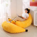Banana Bean Bag Chair with Ottoman, Floor Sofa Bed with Footrest, Comfy Convertible Lounger for Adults, Plush Couch for Bedroom, Living Room or Dorm, L-Yellow
