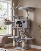Hey-brother Cat Tree Tower with Padded Platform Bed, Hammock, MPJ019-SW