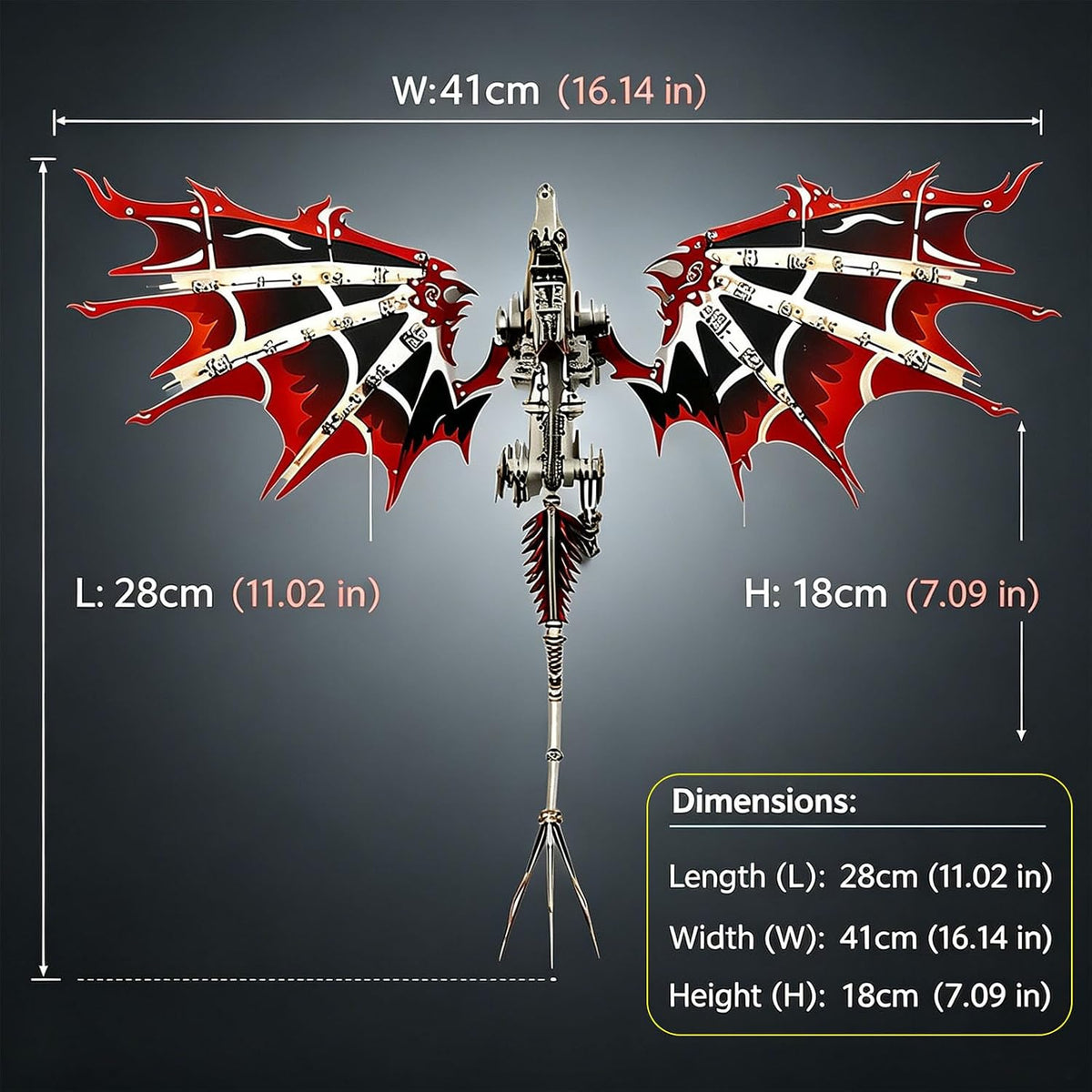 Mechanical Fire Dragon 3D Metal Model Kit – Steampunk Metal Puzzle for Adults, DIY Craft Building Set, Mechanical Dragon Model for Display