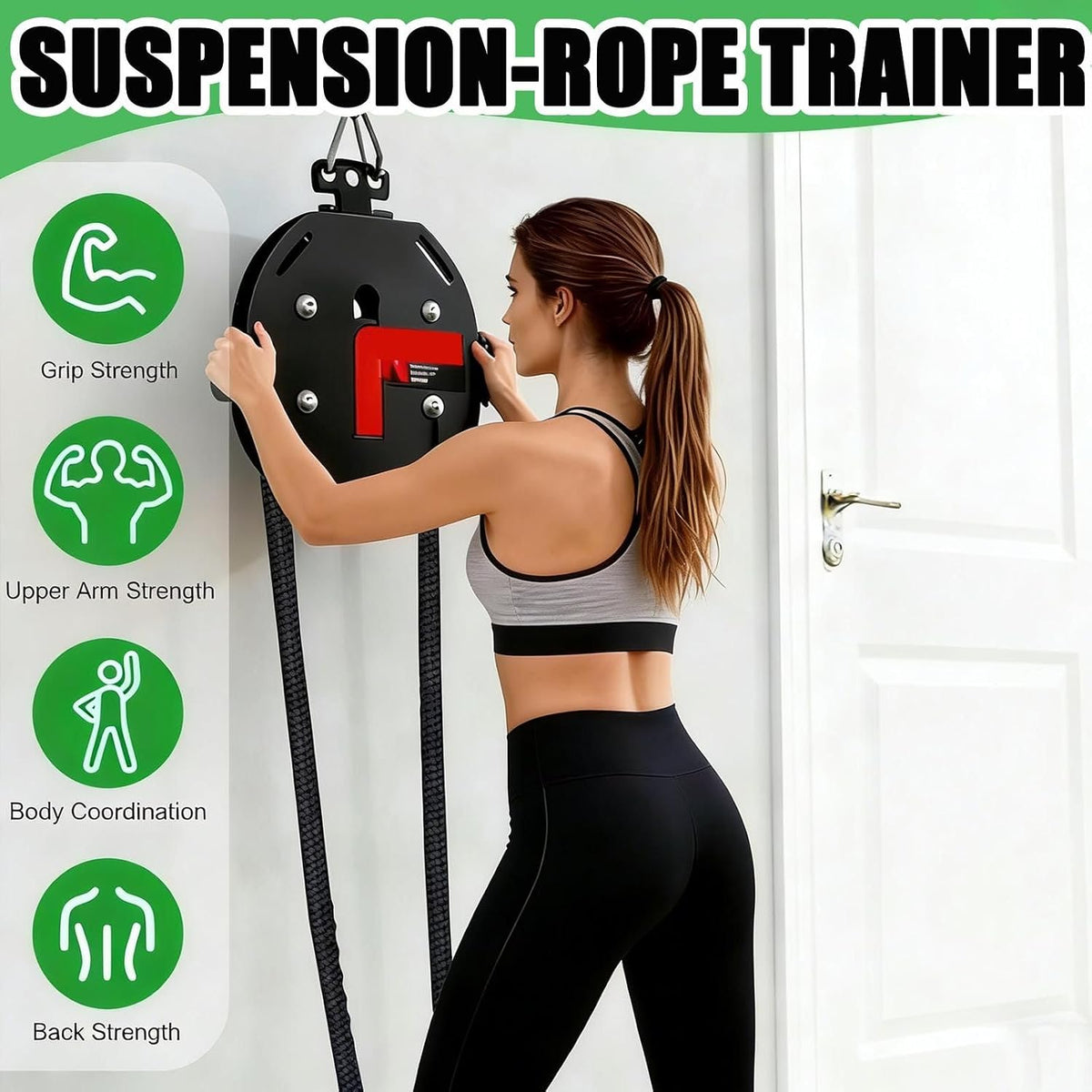 Endless Rope Trainer | Adjustable Resistance Trainer Machine | Suspension Endless Rope Pulley System| Closed-Loop Nylon Rope | Home Gym Infinity Rope for Interval Resistance Training
