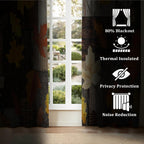 Rustic Fall Leaves Blackout Curtains 84 Inch Long 2 Panels, Autumn Maple Leaf Pinecone Thermal Insulated Grommet Drapes, Wood Burlap Texture Print Energy Saving Noise Reducing Curtains