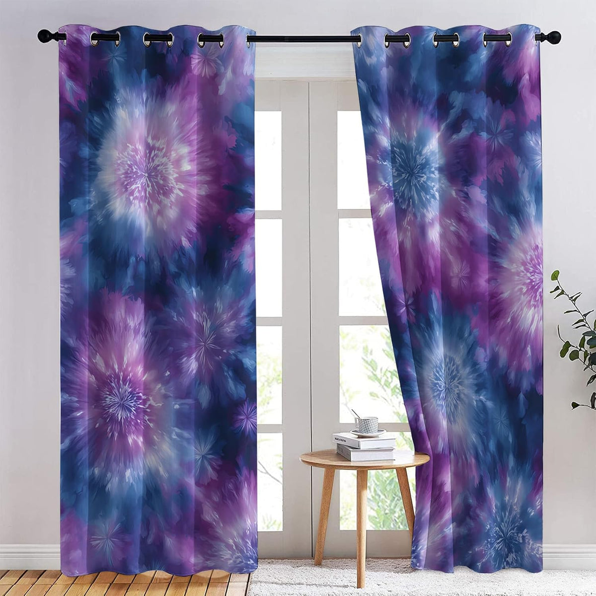 Tie Dye Blackout Curtains & Gifts, Thermal Insulated Room Darkening Grommet Drapes for Bedroom Living Room, Boho Hippie Abstract Window Treatments, 108 Inch Drapes 2 Panel Set